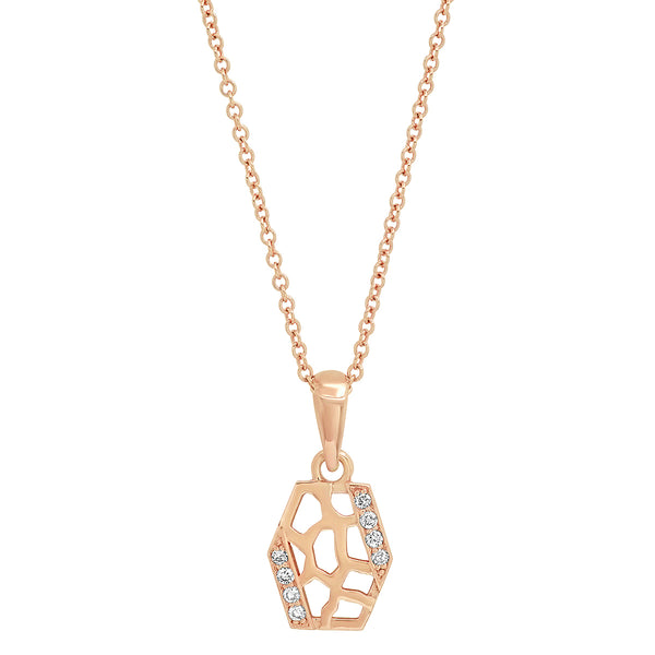 Tall Hexagon Charm Necklace